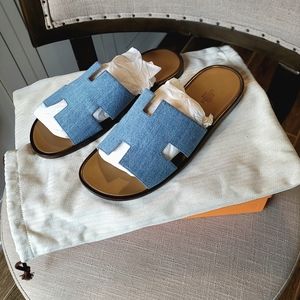 Hermes Izmir Denim & Leather Sandals EU43/US 10